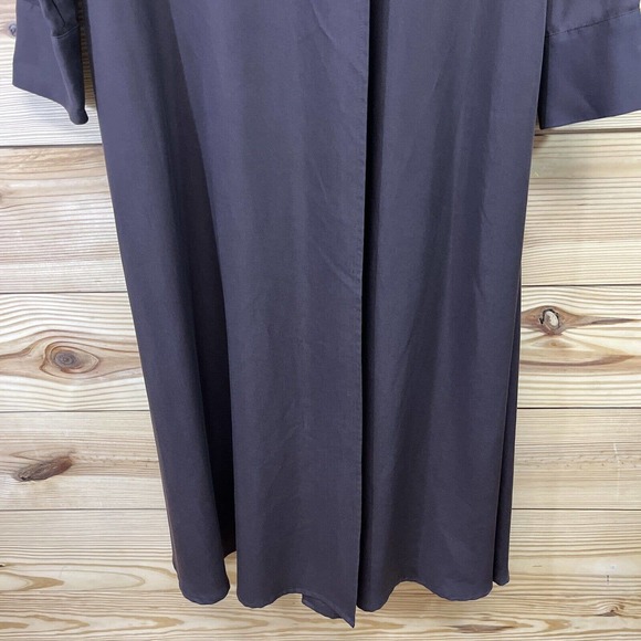 Soft Surroundings Quintessa Dress Small Brown Tencel Maxi LS Wrap V-Neck B84 - Picture 4 of 16